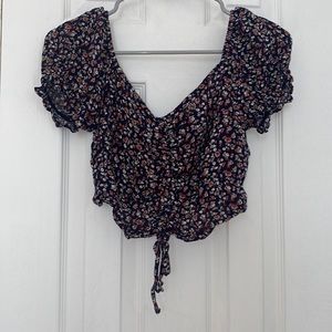 Navy blue floral blouse from hollister